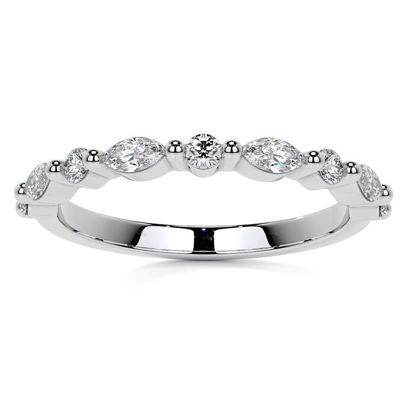4x2mm Marquise and Round Single Shared Prong Diamond Stackable Band