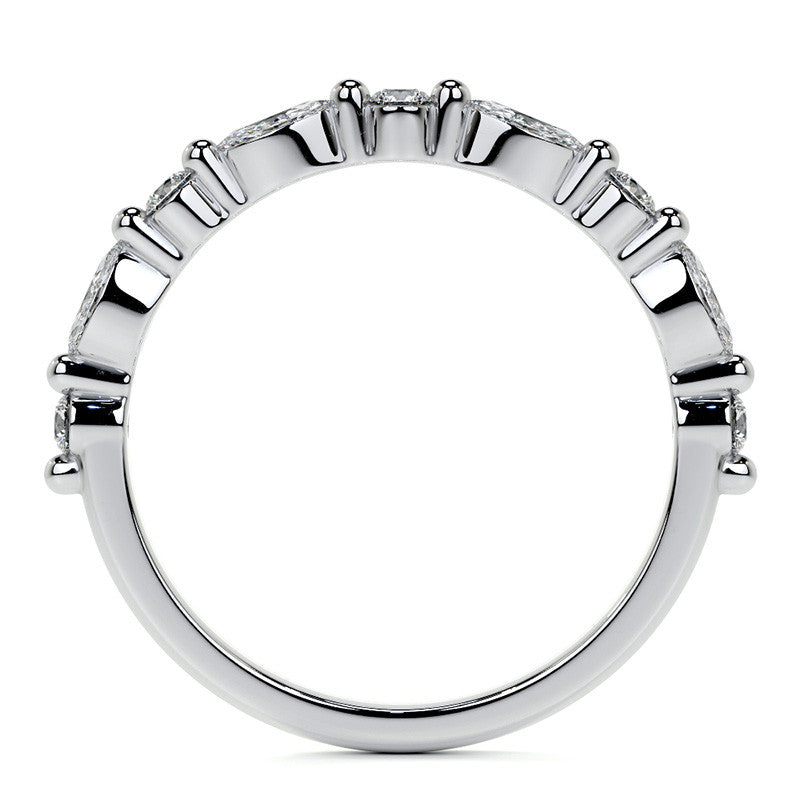 4x2mm Marquise and Round Single Shared Prong Diamond Stackable Band