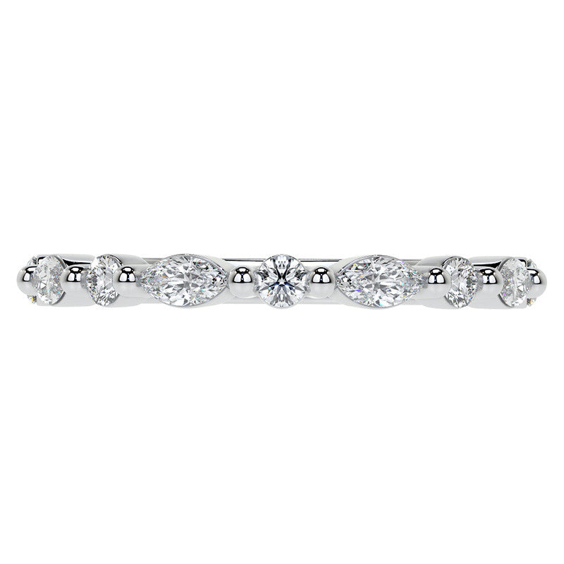 4x2mm Marquise and Round Single Shared Prong Diamond Stackable Band