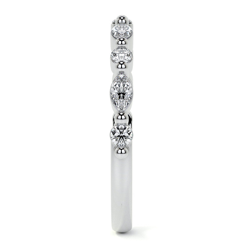 4x2mm Marquise and Round Single Shared Prong Diamond Stackable Band