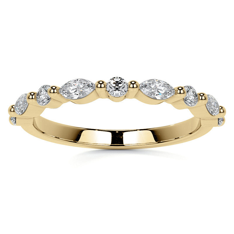 4x2mm Marquise and Round Single Shared Prong Diamond Stackable Band