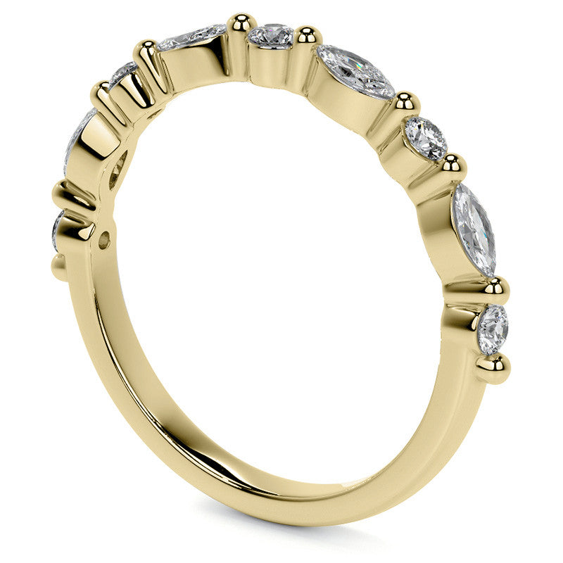 4x2mm Marquise and Round Single Shared Prong Diamond Stackable Band