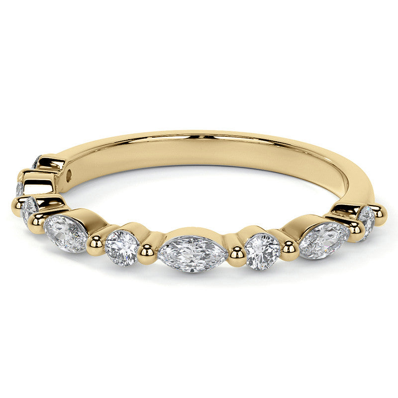 4x2mm Marquise and Round Single Shared Prong Diamond Stackable Band