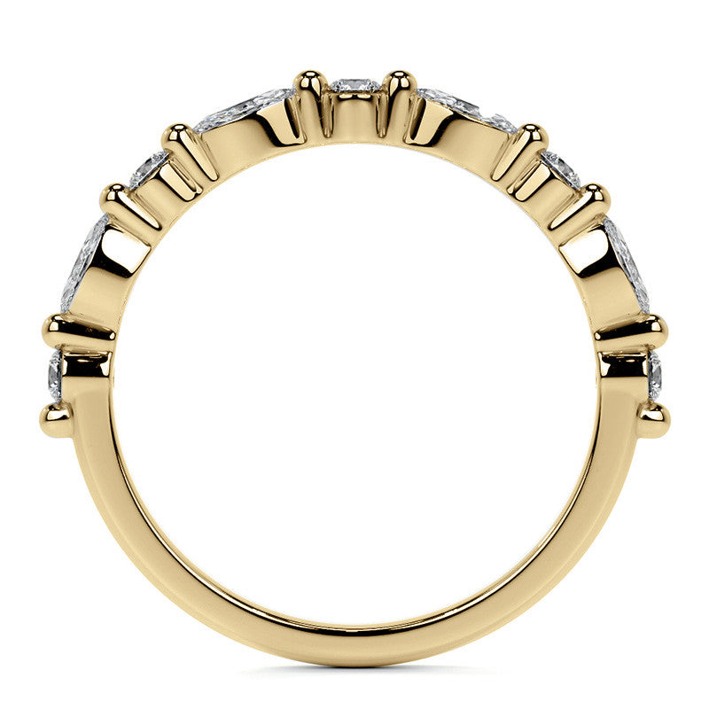4x2mm Marquise and Round Single Shared Prong Diamond Stackable Band