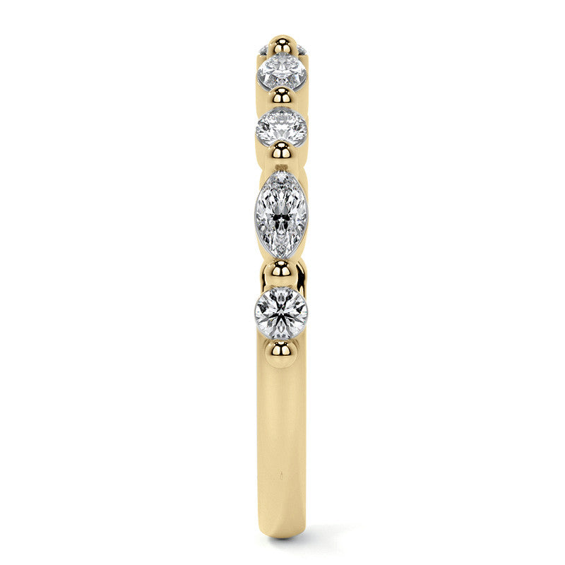 4x2mm Marquise and Round Single Shared Prong Diamond Stackable Band