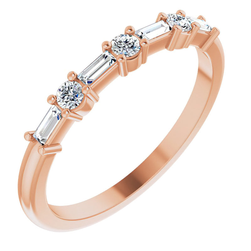 Baguette and Round Lab Diamond Stackable Band