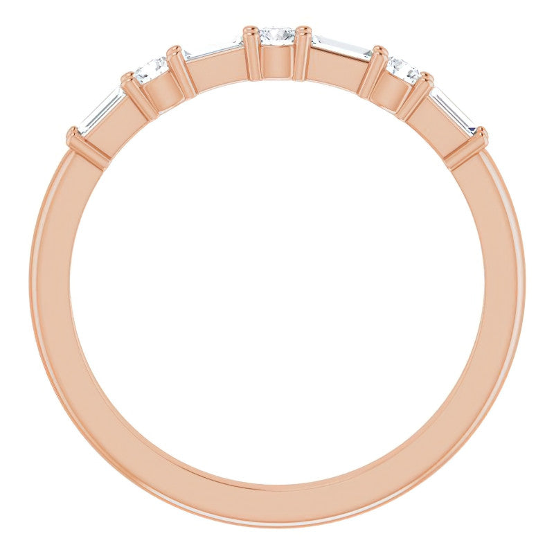 Baguette and Round Lab Diamond Stackable Band