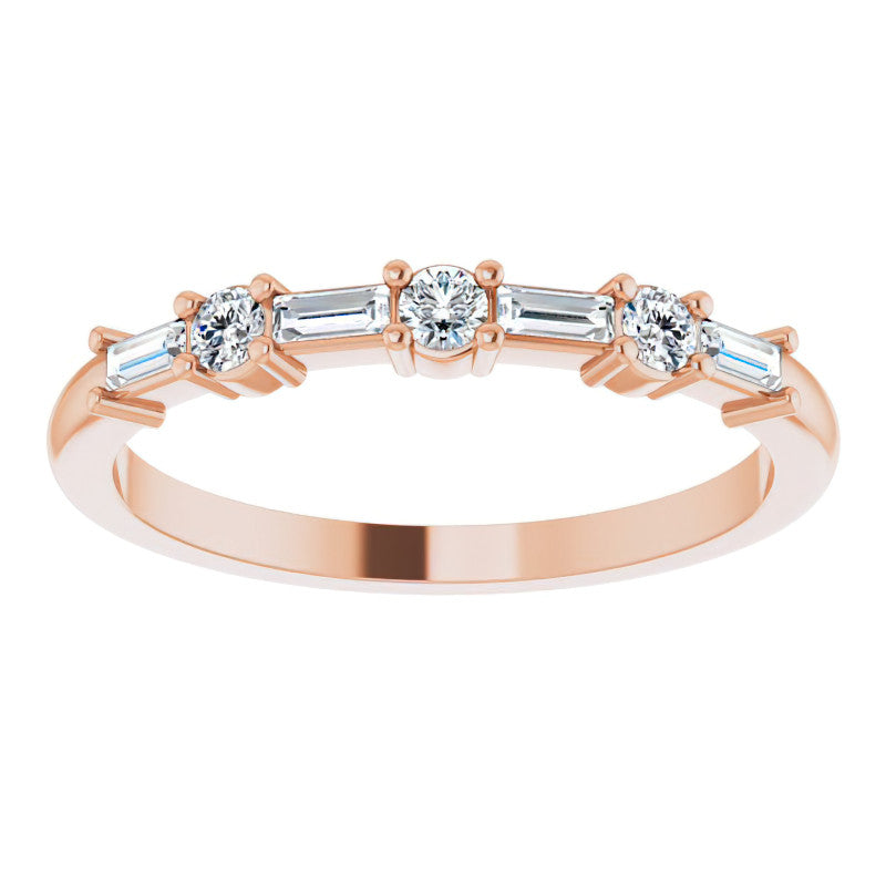 Baguette and Round Lab Diamond Stackable Band