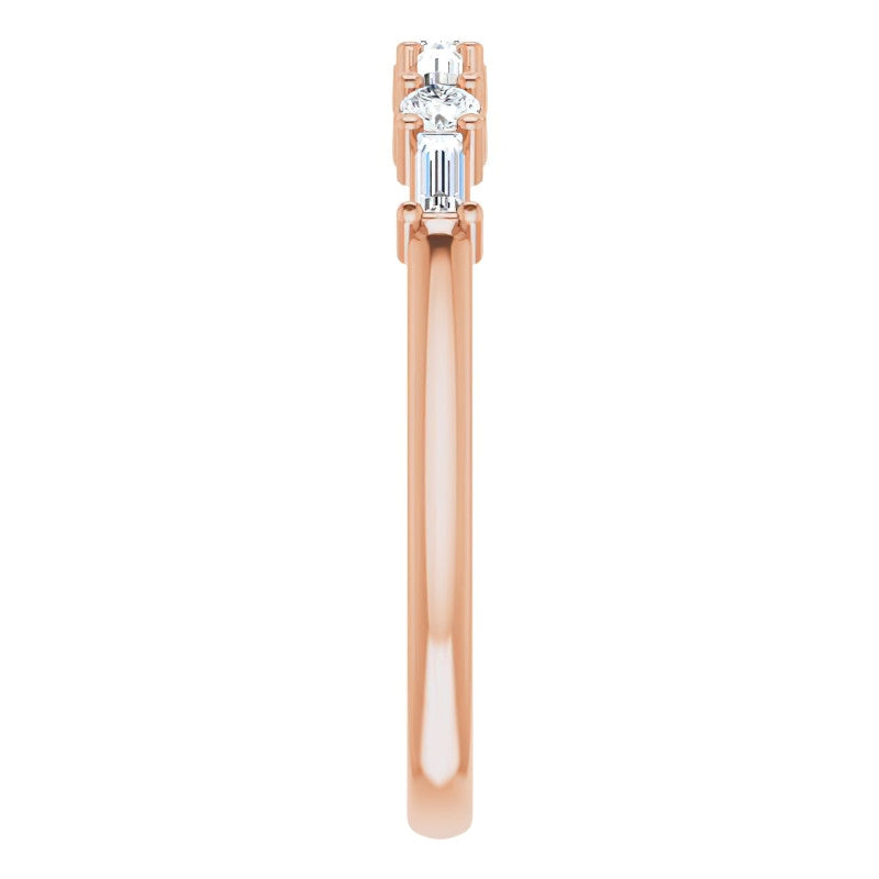 Baguette and Round Lab Diamond Stackable Band