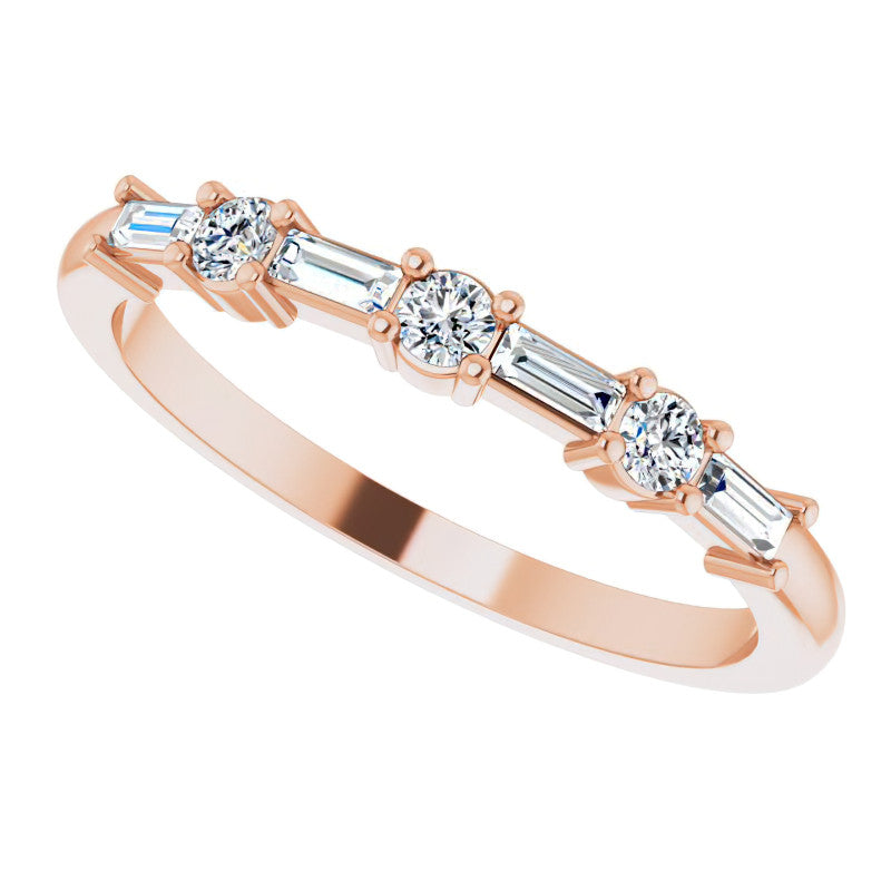 Baguette and Round Lab Diamond Stackable Band