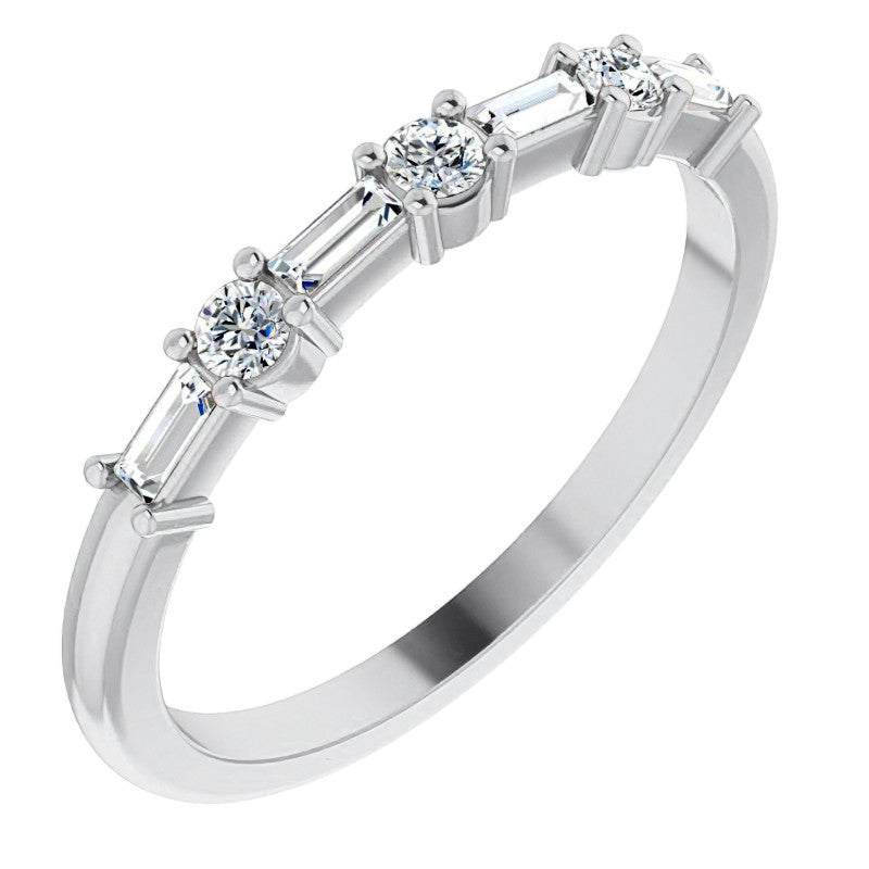 Baguette and Round Lab Diamond Stackable Band