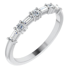 Baguette and Round Lab Diamond Stackable Band