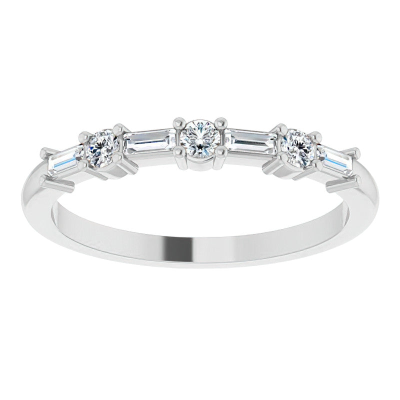 Baguette and Round Lab Diamond Stackable Band