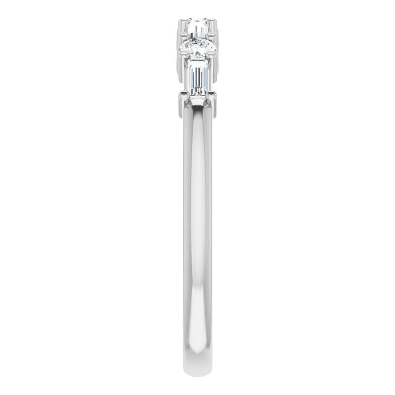 Baguette and Round Lab Diamond Stackable Band