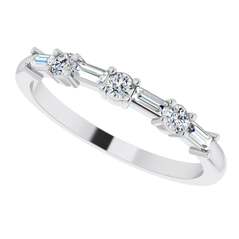 Baguette and Round Lab Diamond Stackable Band