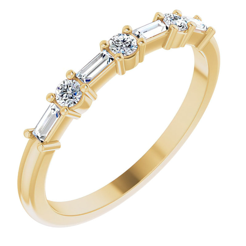 Baguette and Round Lab Diamond Stackable Band