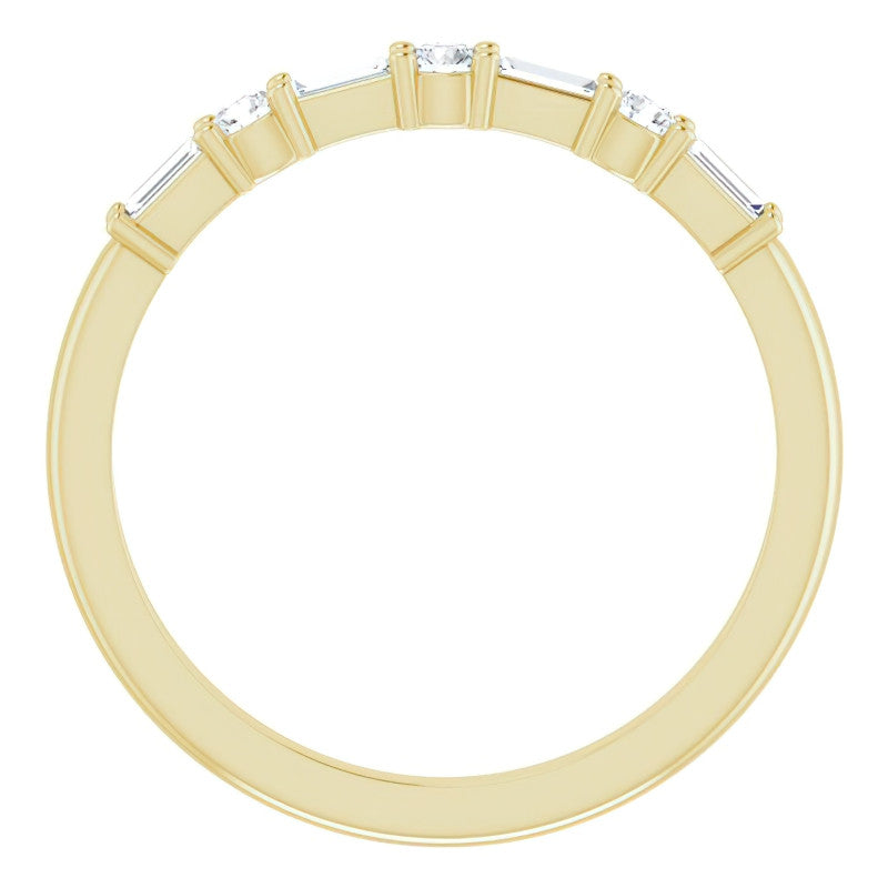 Baguette and Round Lab Diamond Stackable Band
