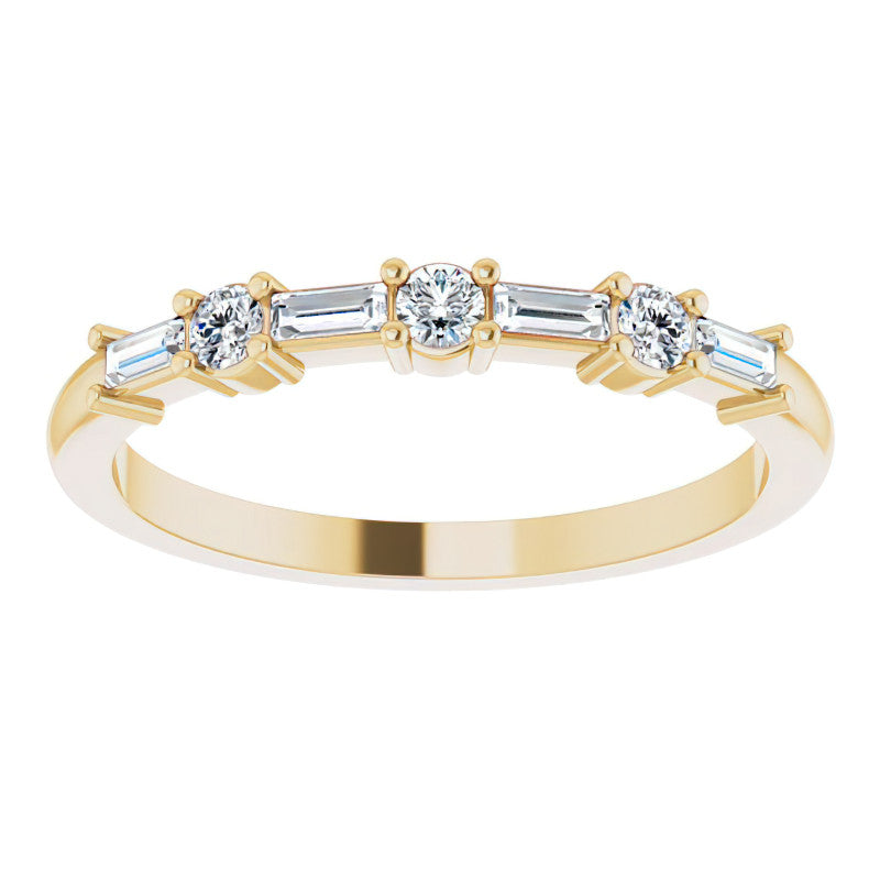 Baguette and Round Lab Diamond Stackable Band