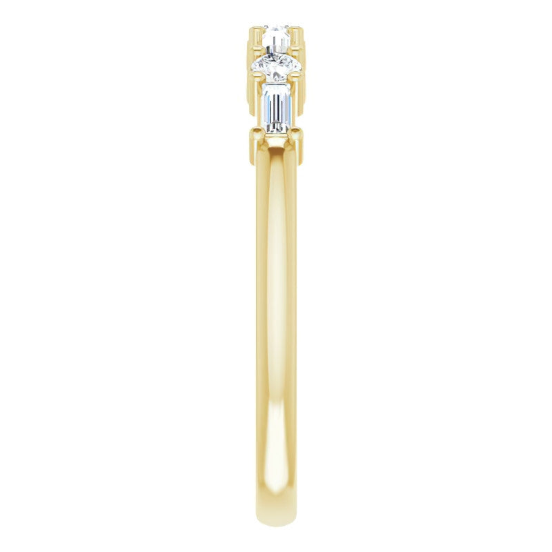 Baguette and Round Lab Diamond Stackable Band