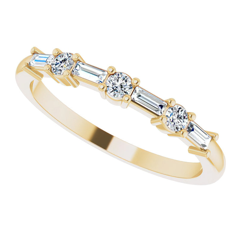Baguette and Round Lab Diamond Stackable Band