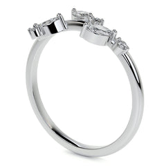 Round and Marquise Leaf Design Moissanite Stackable Band
