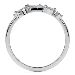 Round and Marquise Leaf Design Moissanite Stackable Band