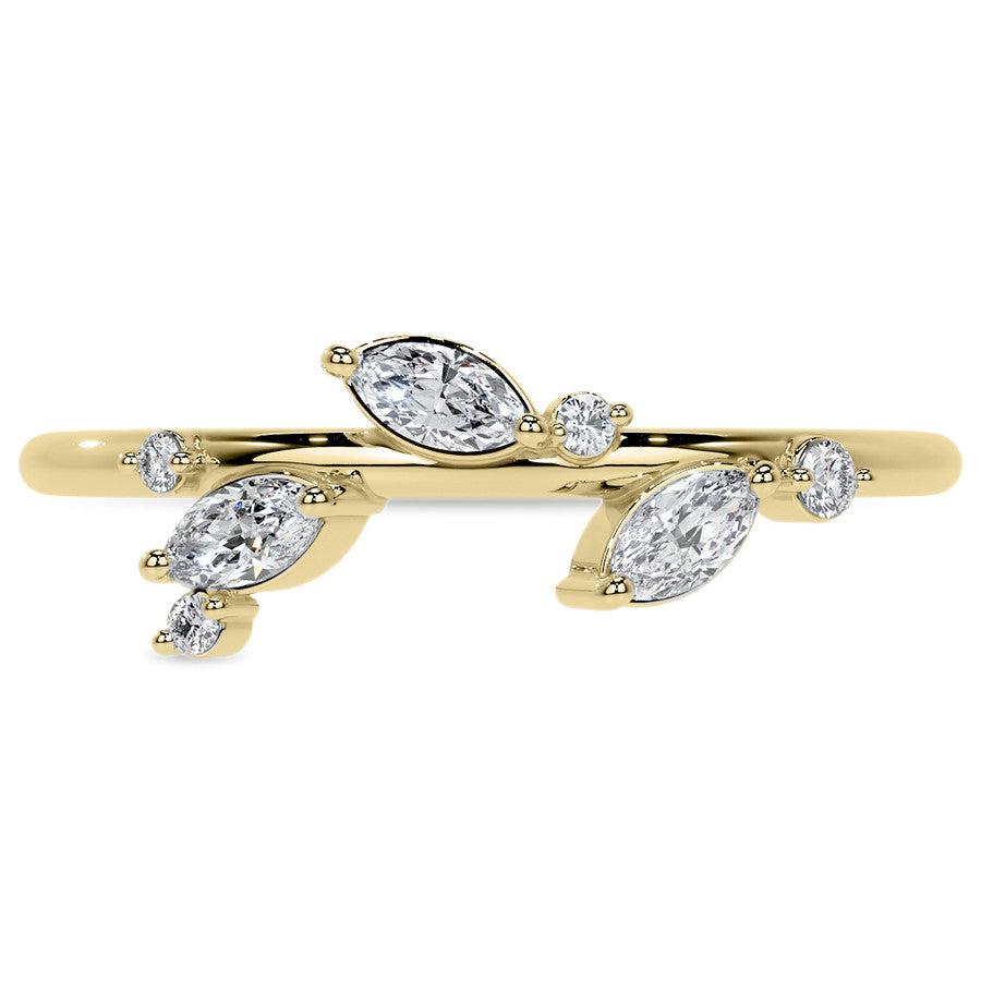 Round and Marquise Leaf Design Moissanite Stackable Band