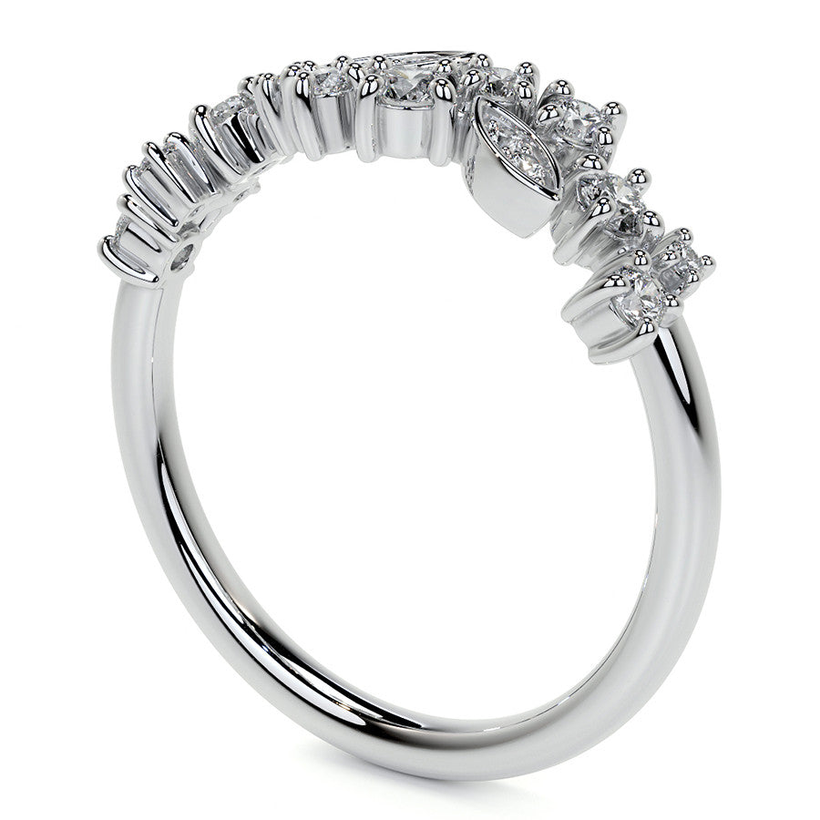 Unique Round and Marquise Shaped Moissanite Stackable Band