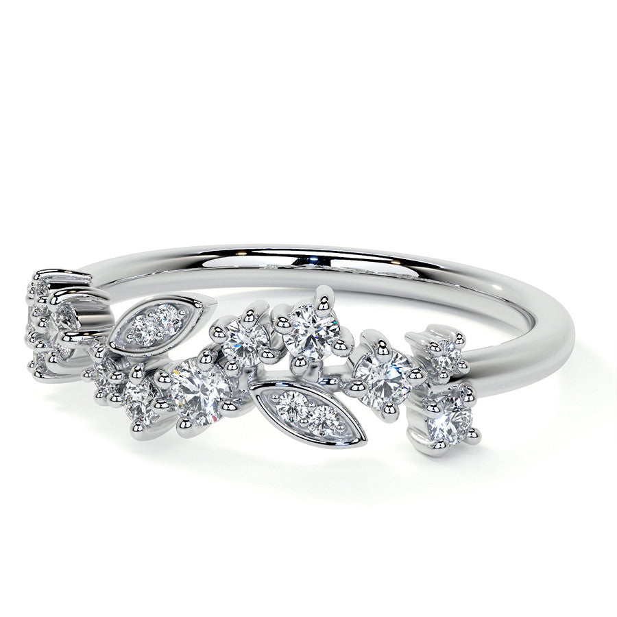Unique Round and Marquise Shaped Moissanite Stackable Band