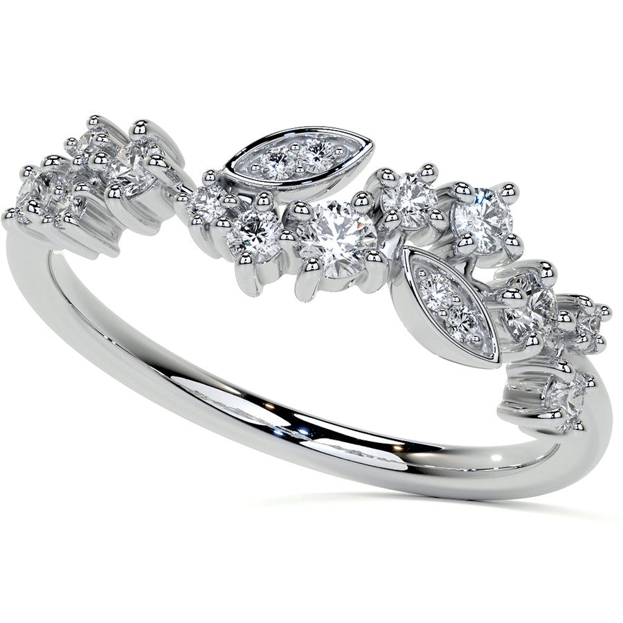 Unique Round and Marquise Shaped Moissanite Stackable Band