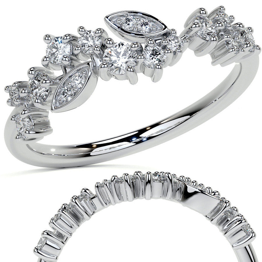 Unique Round and Marquise Shaped Moissanite Stackable Band