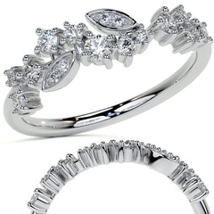 Unique Round and Marquise Shaped Moissanite Stackable Band