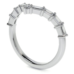 Round and Baguette V-Shape Moissanite Stackable Band