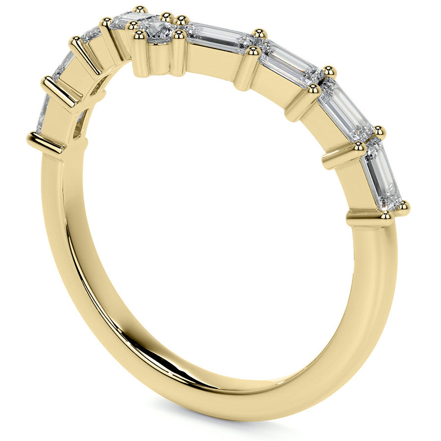 Round and Baguette V-Shape Moissanite Stackable Band