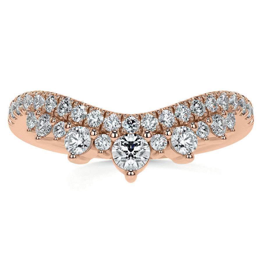 Curved Round Brilliant Moissanite Stackable Band