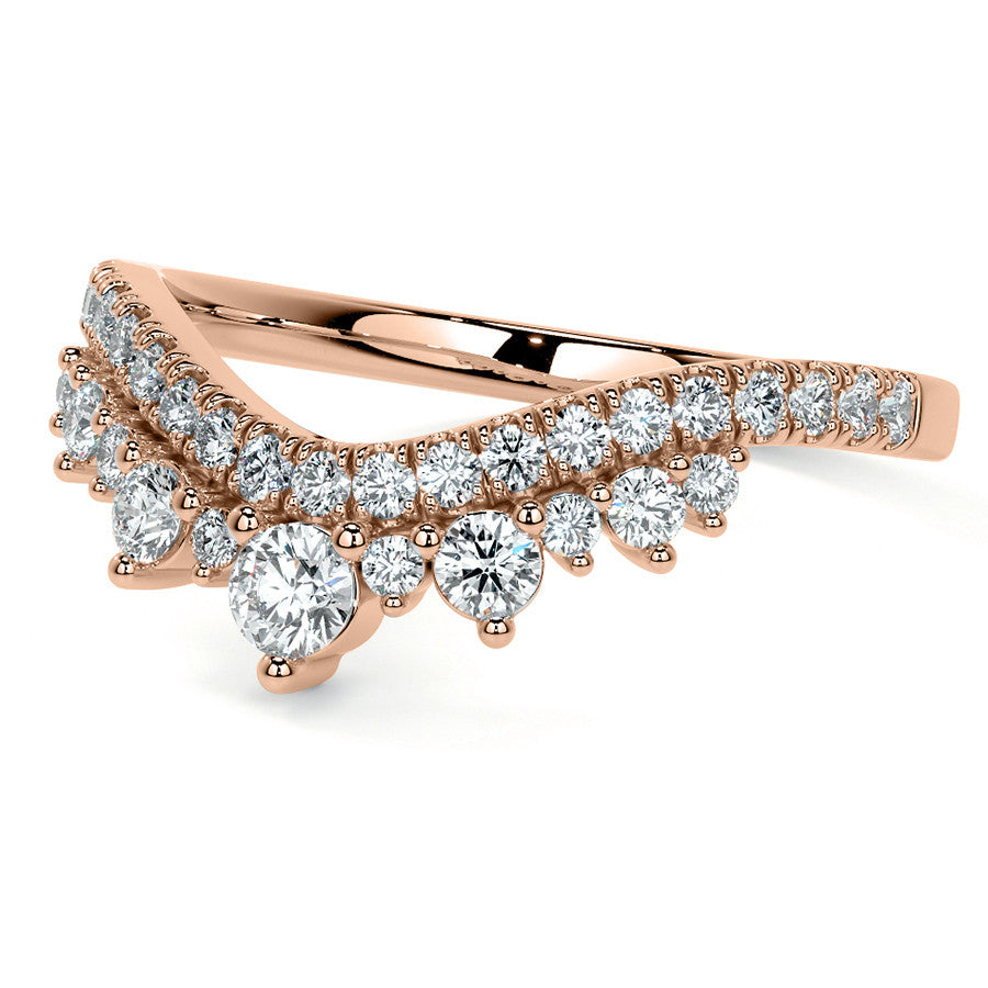 Curved Round Brilliant Moissanite Stackable Band