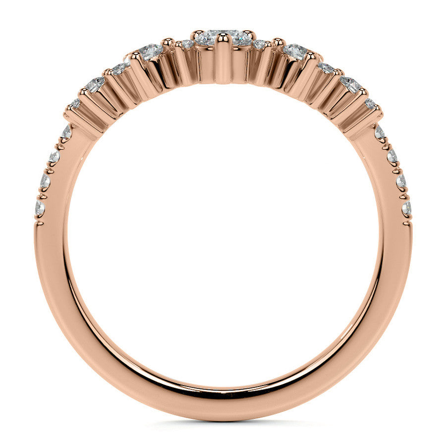 Curved Round Brilliant Moissanite Stackable Band