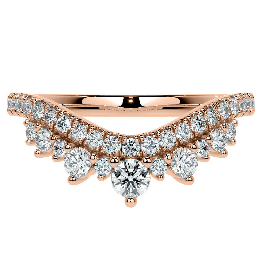 Curved Round Brilliant Moissanite Stackable Band