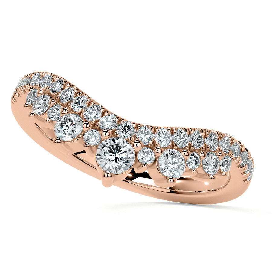Curved Round Brilliant Moissanite Stackable Band