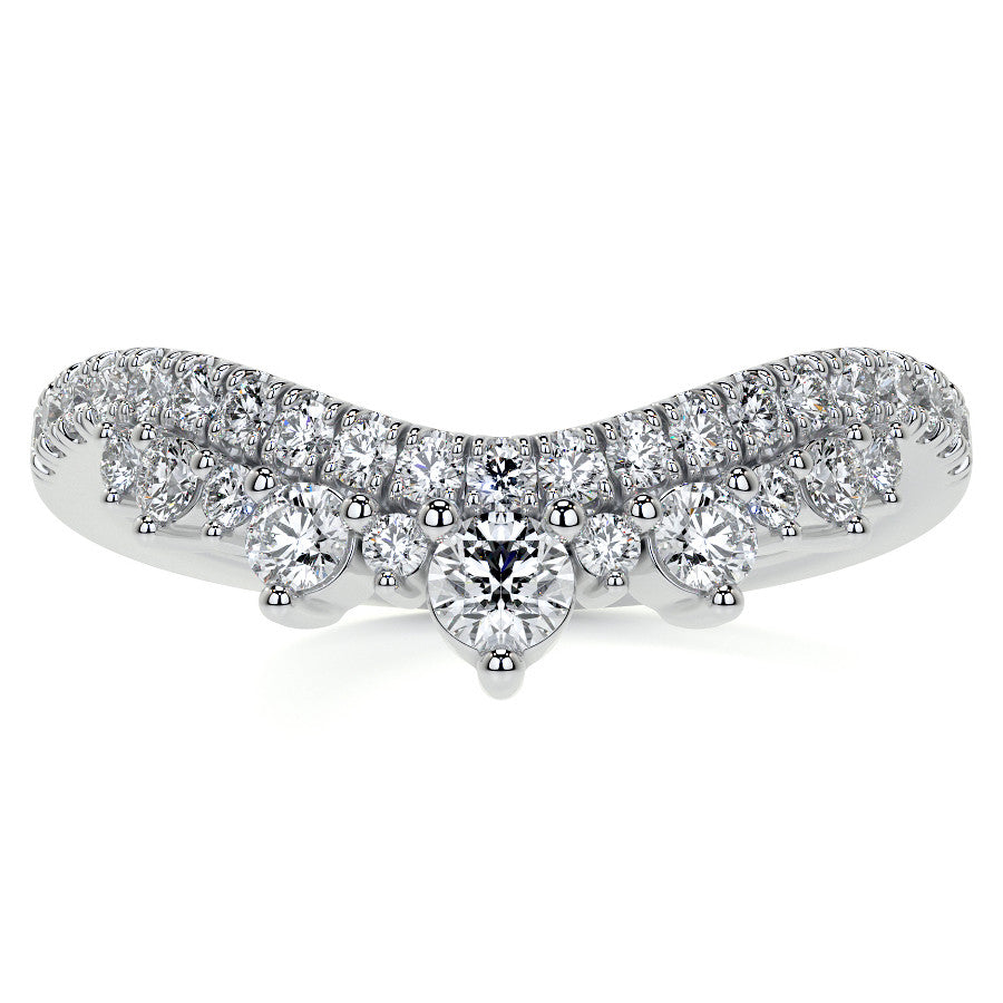 Curved Round Brilliant Moissanite Stackable Band