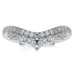 Curved Round Brilliant Moissanite Stackable Band
