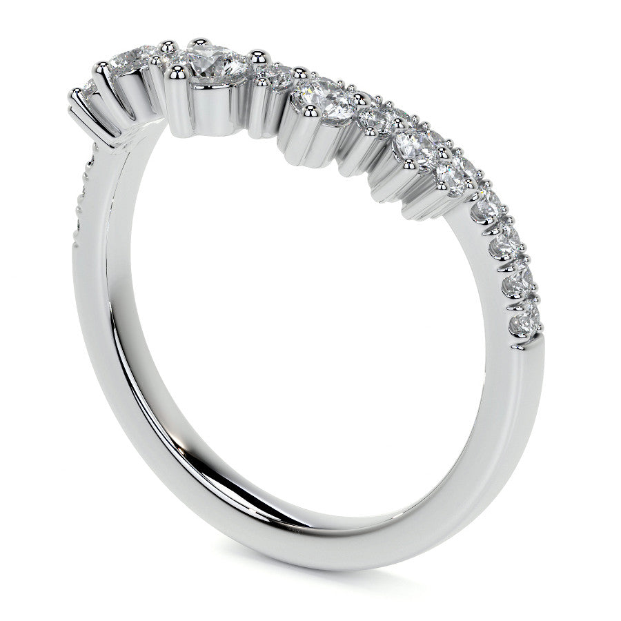 Curved Round Brilliant Moissanite Stackable Band