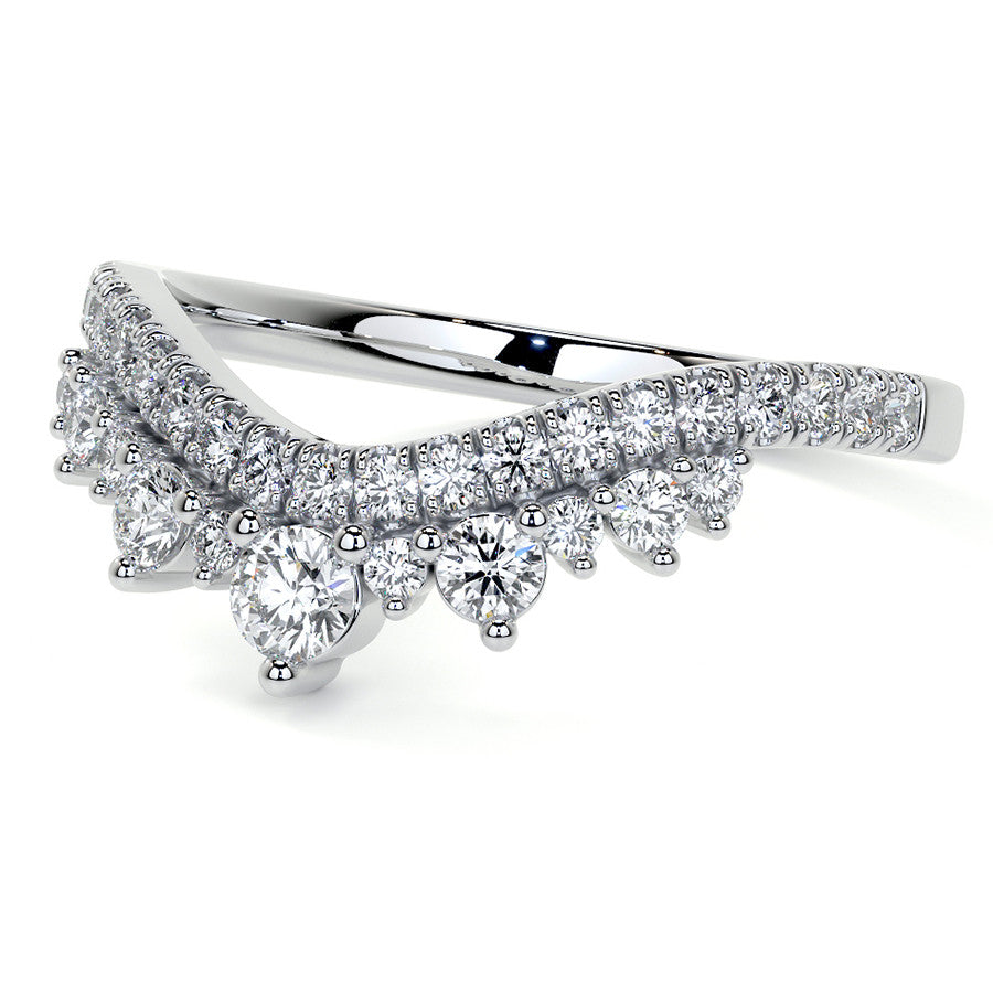 Curved Round Brilliant Moissanite Stackable Band