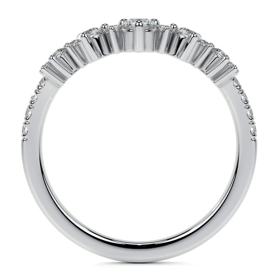 Curved Round Brilliant Moissanite Stackable Band