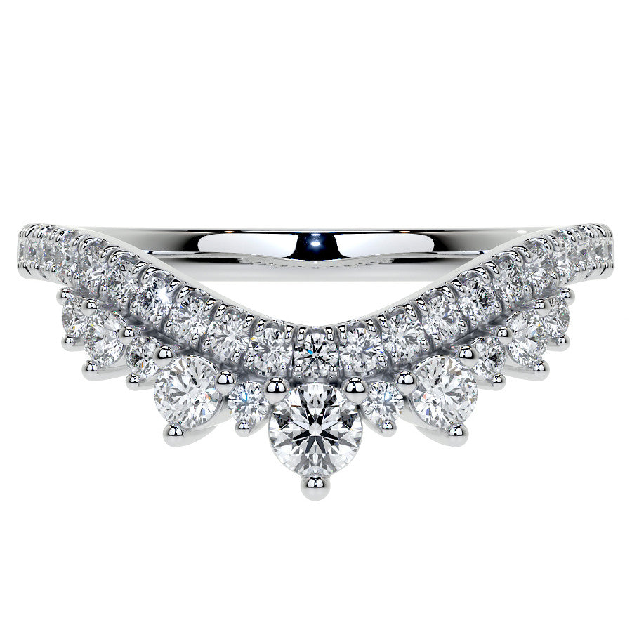 Curved Round Brilliant Moissanite Stackable Band