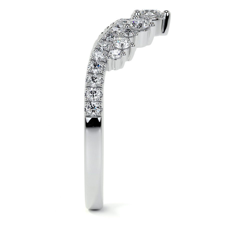 Curved Round Brilliant Moissanite Stackable Band