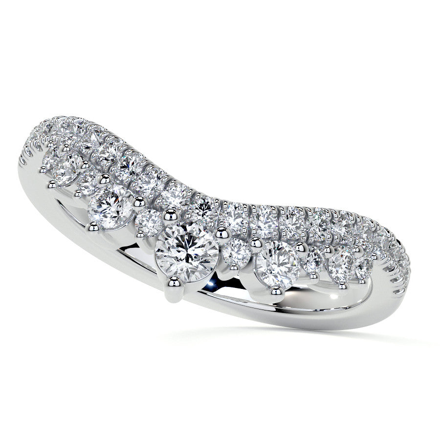Curved Round Brilliant Moissanite Stackable Band
