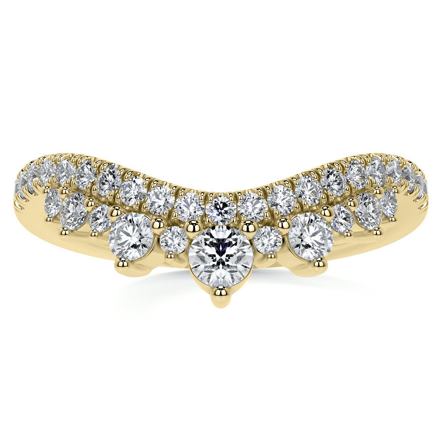 Curved Round Brilliant Moissanite Stackable Band