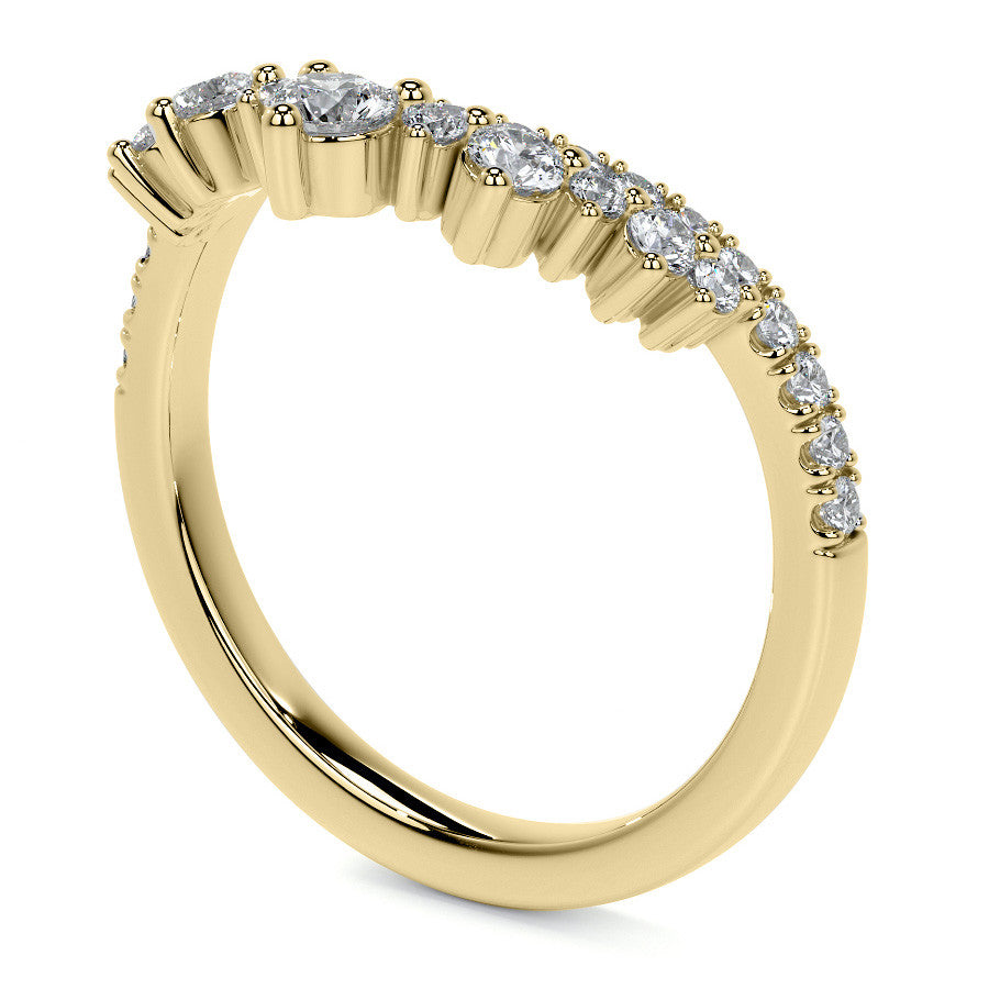 Curved Round Brilliant Moissanite Stackable Band