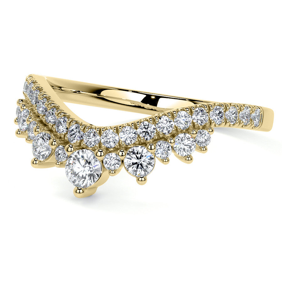 Curved Round Brilliant Moissanite Stackable Band